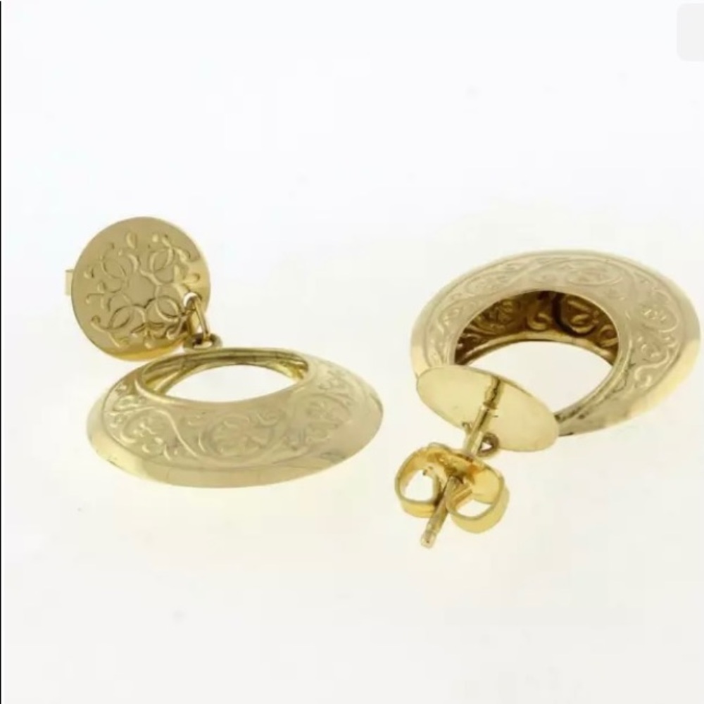 Vintage ornate 14k gold hoop earrings - Picture 3 of 5